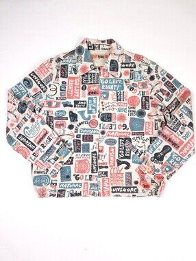 Deus Ex Machina Paul McNeil Goofy Patrol Trucker Canvas Grafitti Jacket Men's L